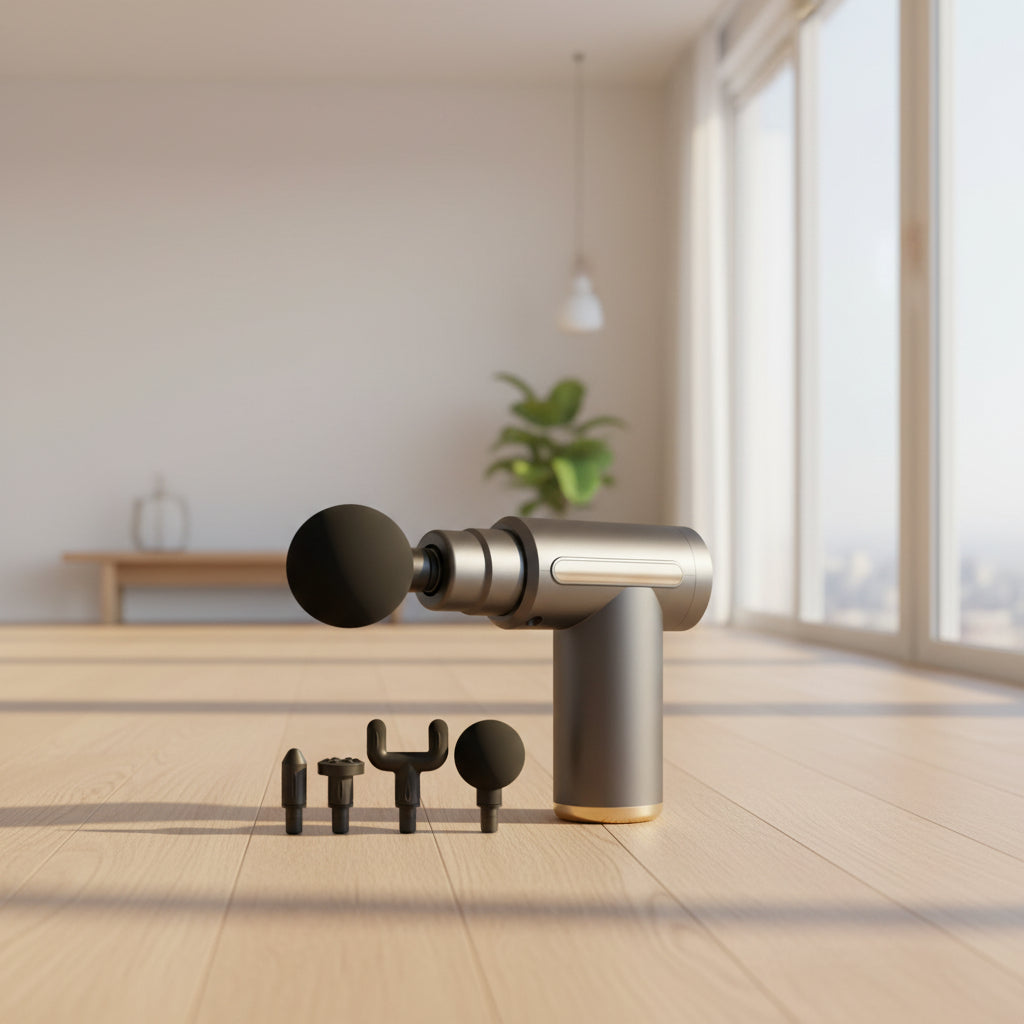 Mini massage gun from My Store, handheld device with a massage head for muscle relaxation and pain relief.