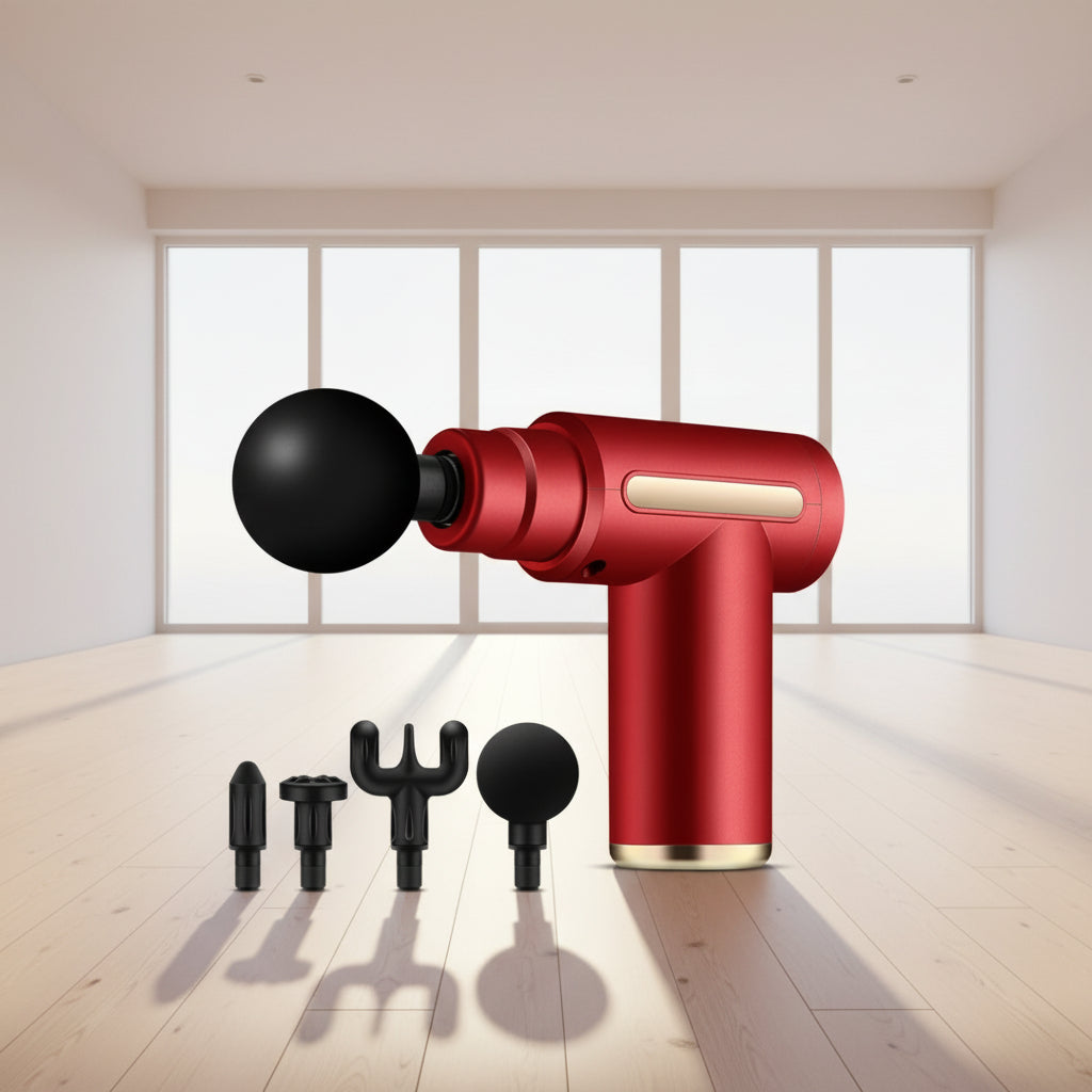 Mini Massage Gun by My Store, compact handheld device with massage heads for muscle relief and relaxation.