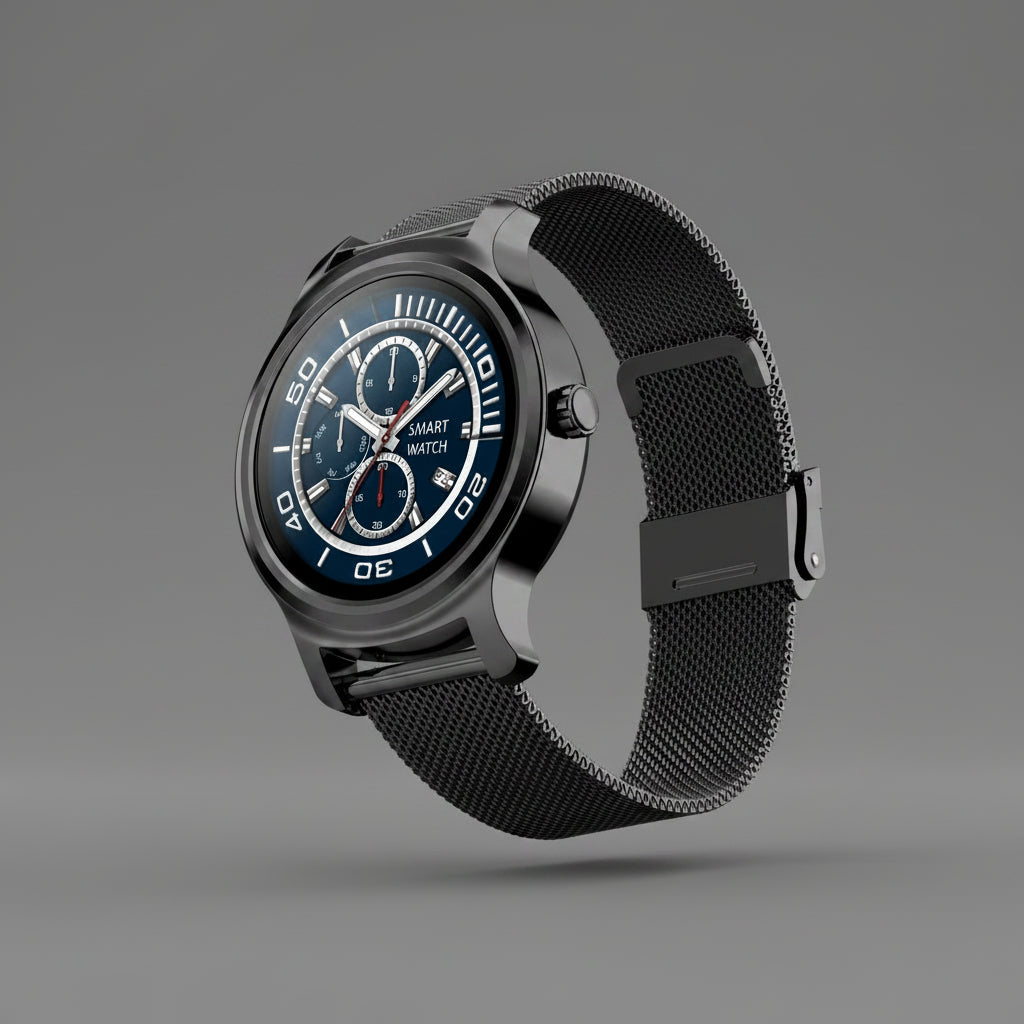 Smart Watch with Fitness Tracking from My Store showing a sleek black design and a colorful digital display.