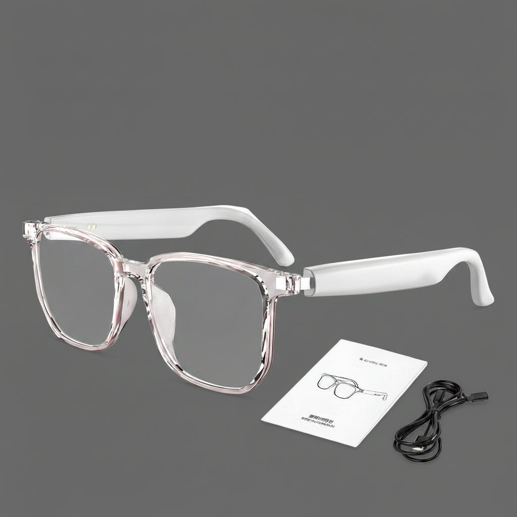 Biohackwear multifunctional AI Bluetooth smart glasses with sleek design and integrated technology for hands-free communication and style.