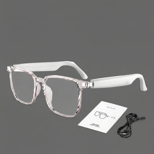 Biohackwear multifunctional AI Bluetooth smart glasses with sleek design and integrated technology for hands-free communication and style.